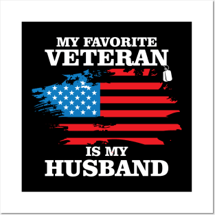 My Favorite Veteran Is My Husband, Us Veterans Day Gift, Us Marine Veteran Posters and Art